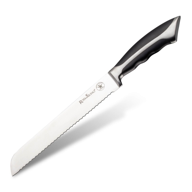 Čelični nož za kruh Rosmarino Blacksmith's Oštrica je izrađena od nehrđajućeg čelika njemačke kvalitete, a izdržljiva ručka izrađena je od visokokvalitetne ABS plastike, koja omogućuje maksimalno opterećenje. Profesionalna oštrina bit će vam od velike pomoći kako bi se kriške kruha točno i ravnomjerno rezale. Prednost noža je dvostrana oštrica, ručno oštrena pod kutom od 15 ° za dugotrajnu oštrinu i trajnost. Nož se lako čisti pod tekućom vodom s malo deterdženta.