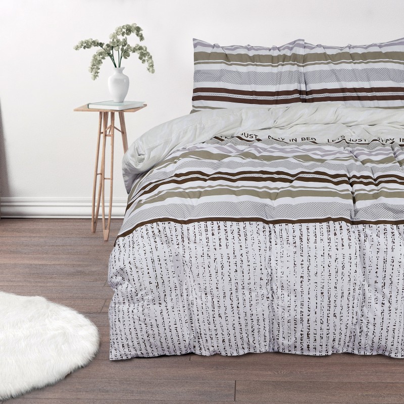 Vrijeme je za potpuno uživanje u modernim pamučnim posteljinama! Posteljina Stay in Bed Together od renforce platna, mekane tkanine, jednostavne za održavanje. Neka vas oduševi moderan dizajn s prugastim uzorkom za udoban i ugodan san. Posteljina je periva na 40 °C.