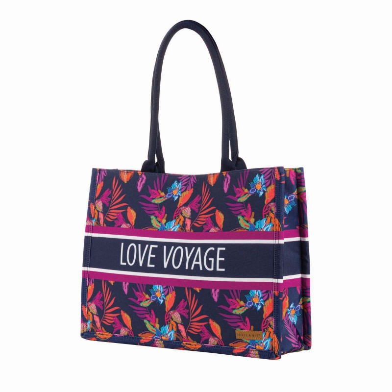 Moderna torba Svilanit Love Voyage, plavo-ružičasta