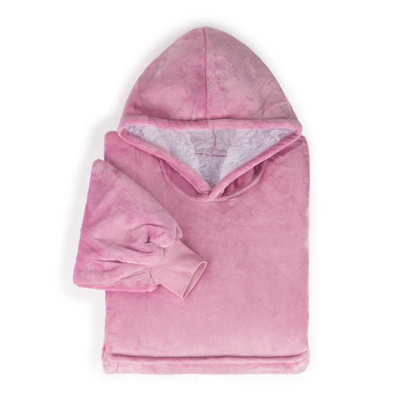 Hoodie pokrivač/deka s rukavima za odrasle Svilanit SoftHug, roza