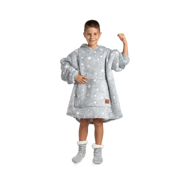 Dječji hoodie deka/pokrivač Svilanit, zvjezdice + Poklon čarape