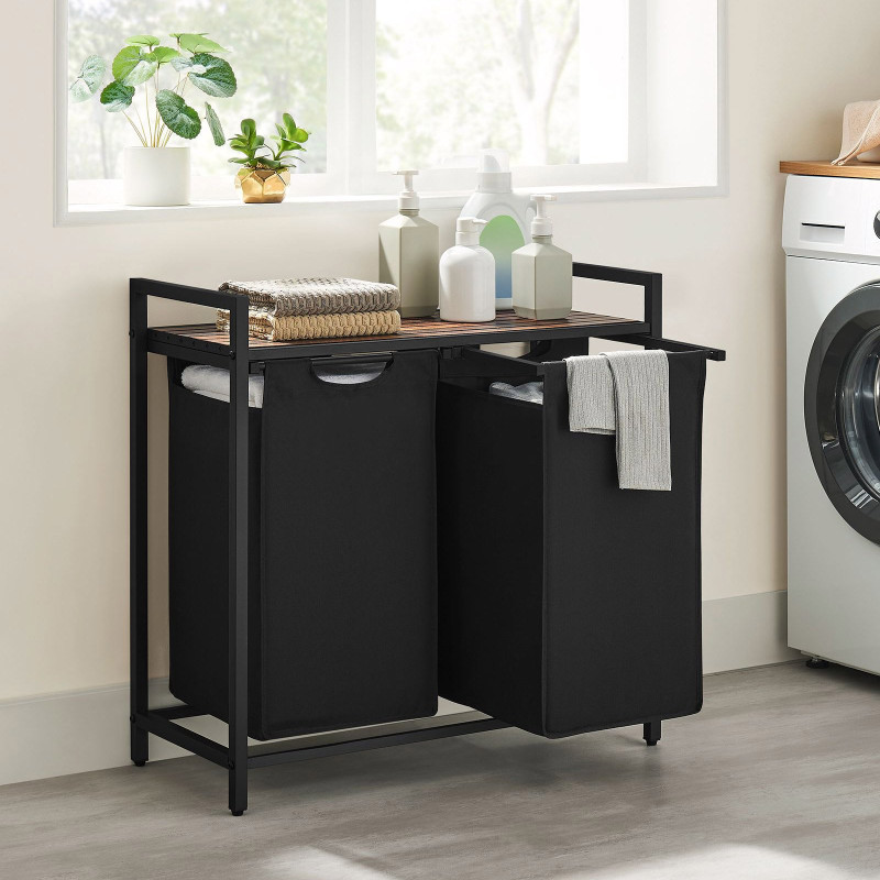 Košara za rublje Songmics Ila Duo – 2 x 46 L, crna