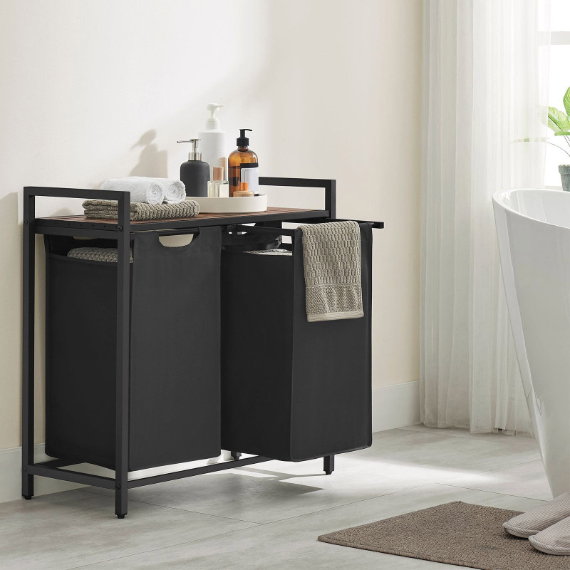 Košara za rublje Songmics Ila Duo – 2 x 46 L, crna
