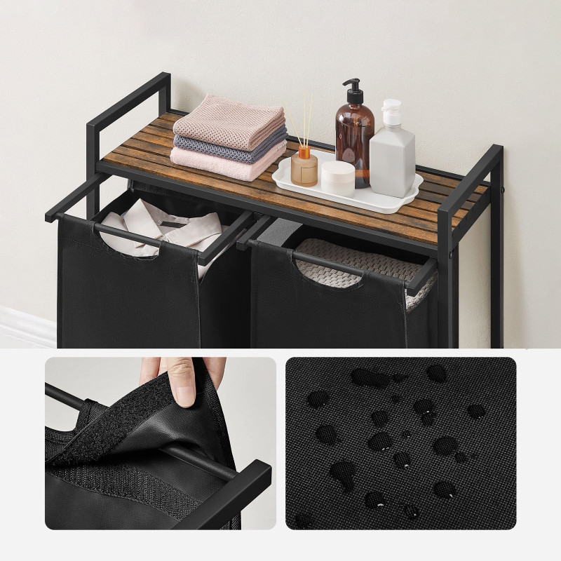 Košara za rublje Songmics Ila Duo – 2 x 46 L, crna