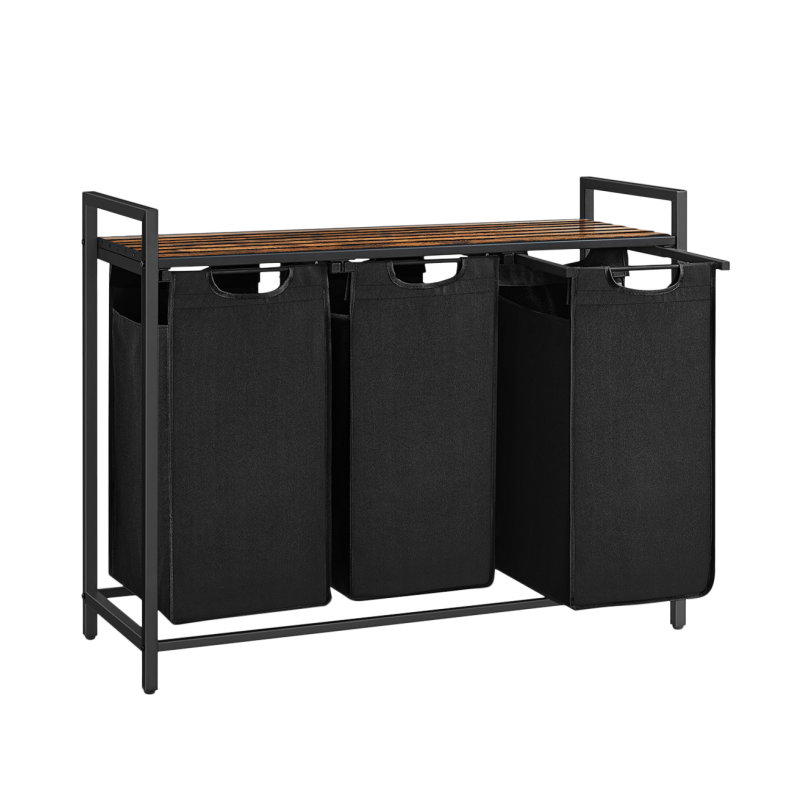 Košara za rublje Songmics Ila Trio – 3 x 38 L, crna