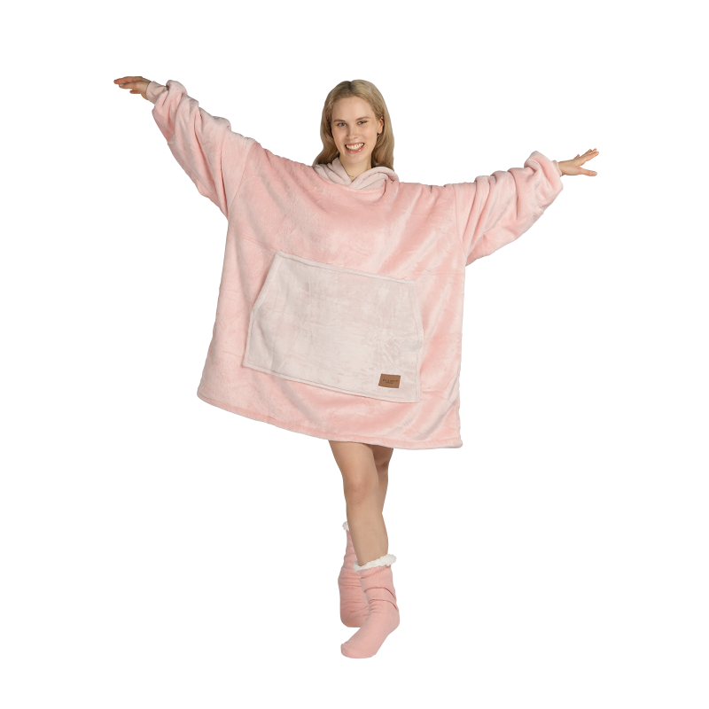 Hoodie deka za odrasle Svilanit Rose Blis + Poklon čarape