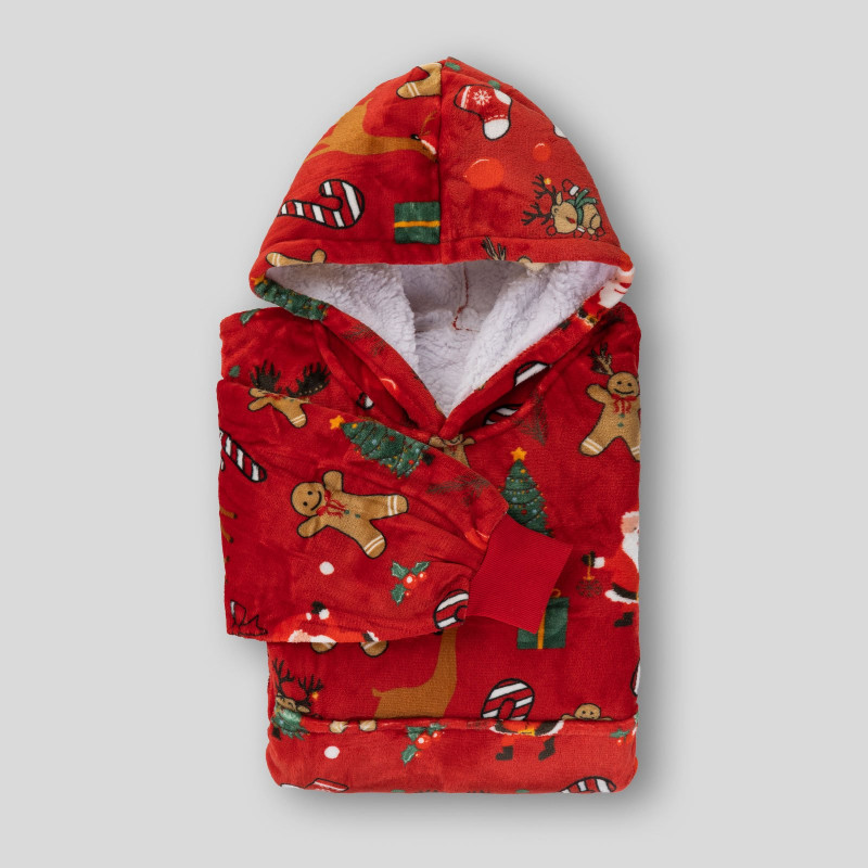 Hoodie deka za odrasle Svilanit Xmass Red + Poklon čarape