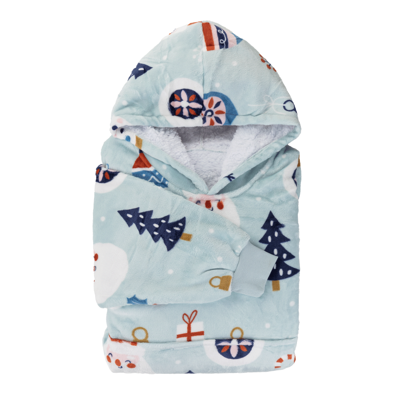 Hoodie deka za odrasle Svilanit Winter Wonderland + Poklon čarape