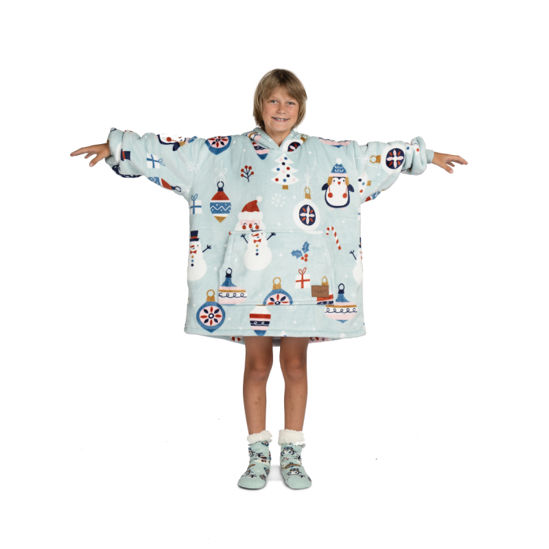 Dječja hoodie deka Svilanit Winter Wonderland + Poklon čarape 