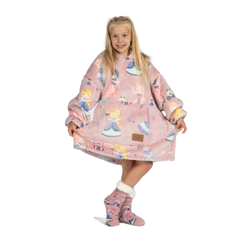Dječja hoodie deka Svilanit Princess Neon + Poklon čarape