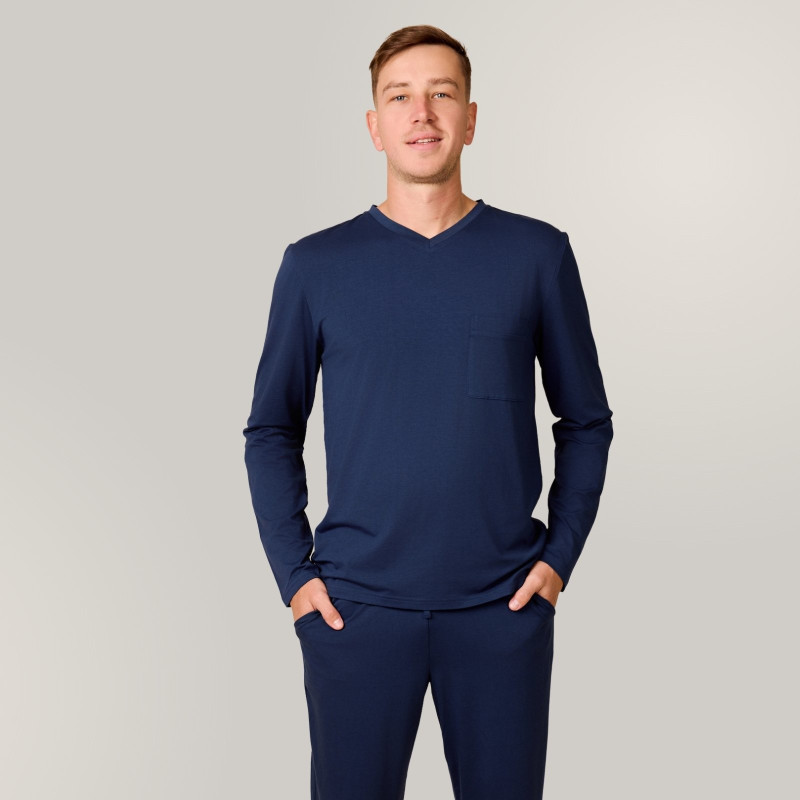 Svilanit duga muška pidžama Lennox V – Imperial Blue