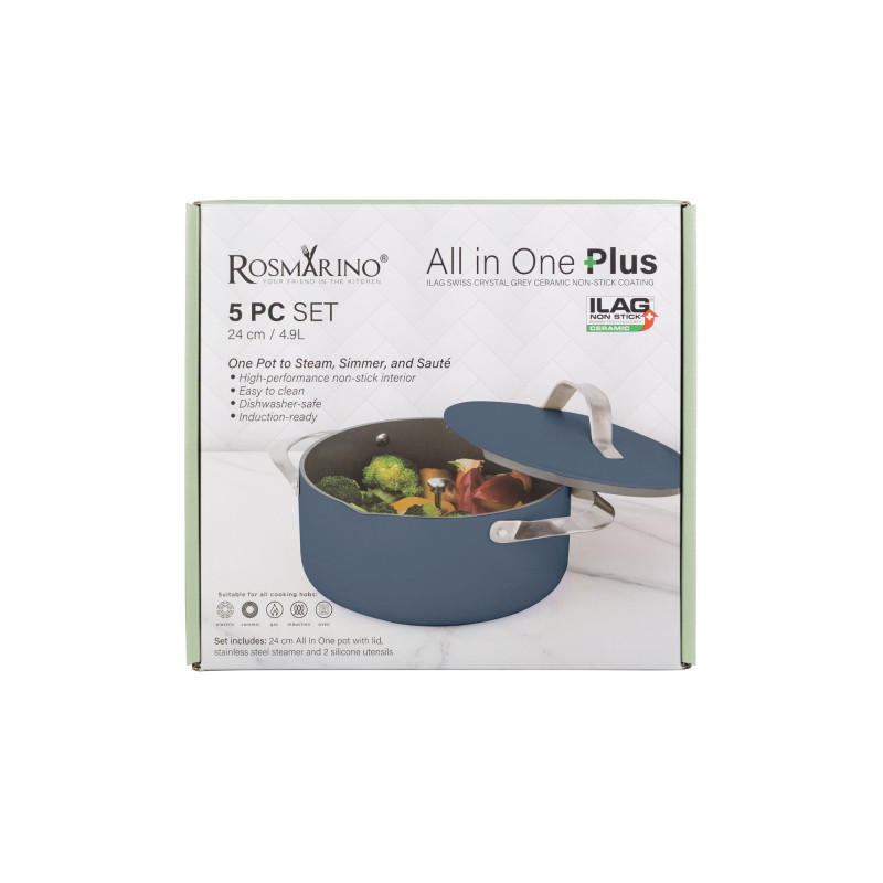 Lonac za kuhanje na pari, pirjanje i prženje Rosmarino Chef's Choice All-in-One, 24 cm – plava