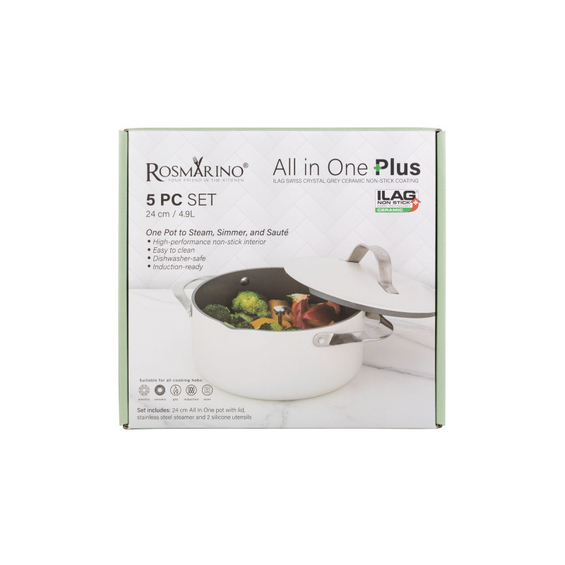 Lonac za kuhanje na pari, pirjanje i prženje Rosmarino Chef's Choice All-in-One, 24 cm – bež