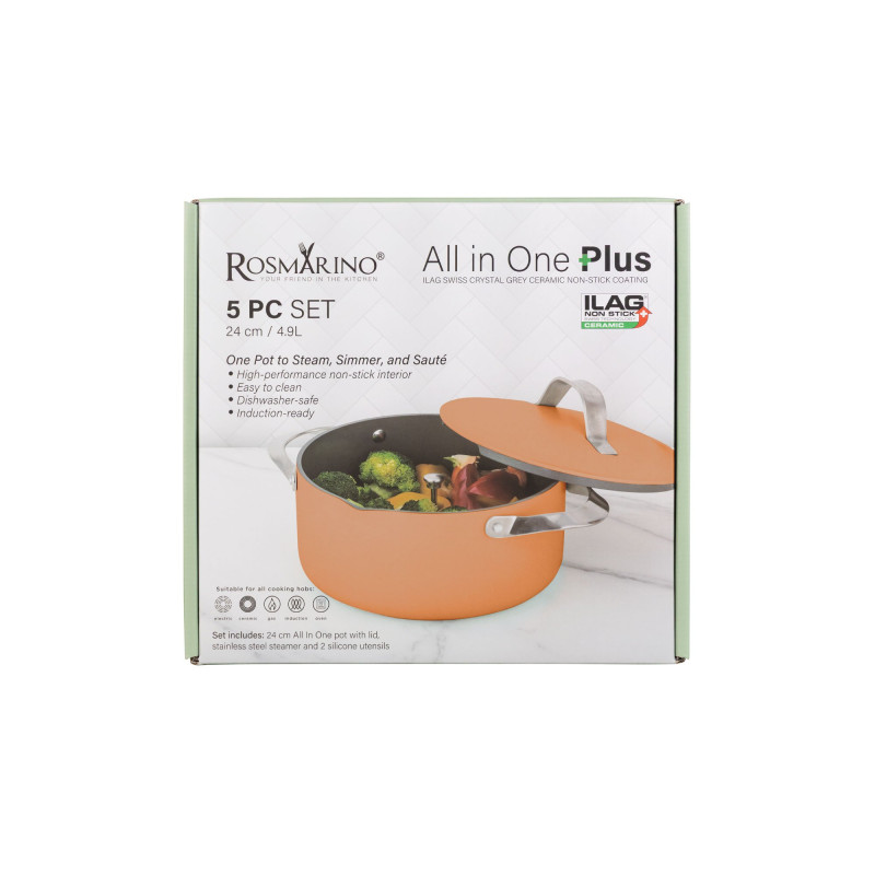 Lonac za kuhanje na pari, sotiranje i prženje Rosmarino Chef’s Choice All-in-One, 24 cm – terracotta