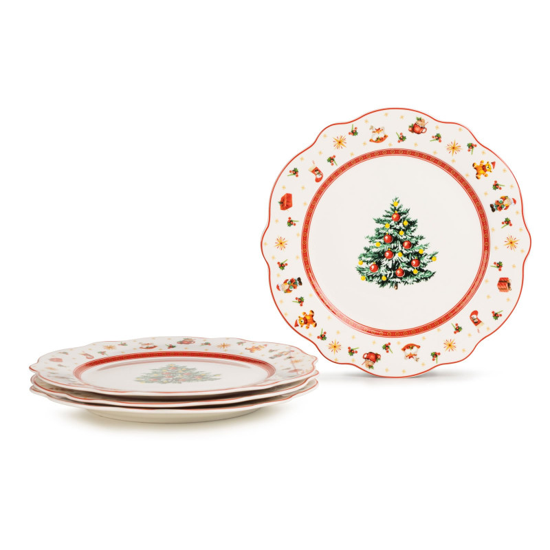 Rosmarino 4-dijelni set božićnih desertnih tanjura od visokokvalitetnog porculana XmasToys, 21 cm