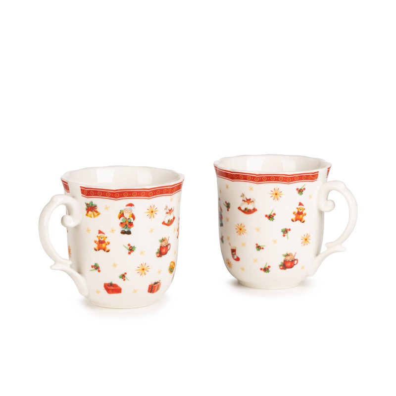 Rosmarino set božićnih šalica od visokokvalitetnog porculana, 2 u 1, 355 ml