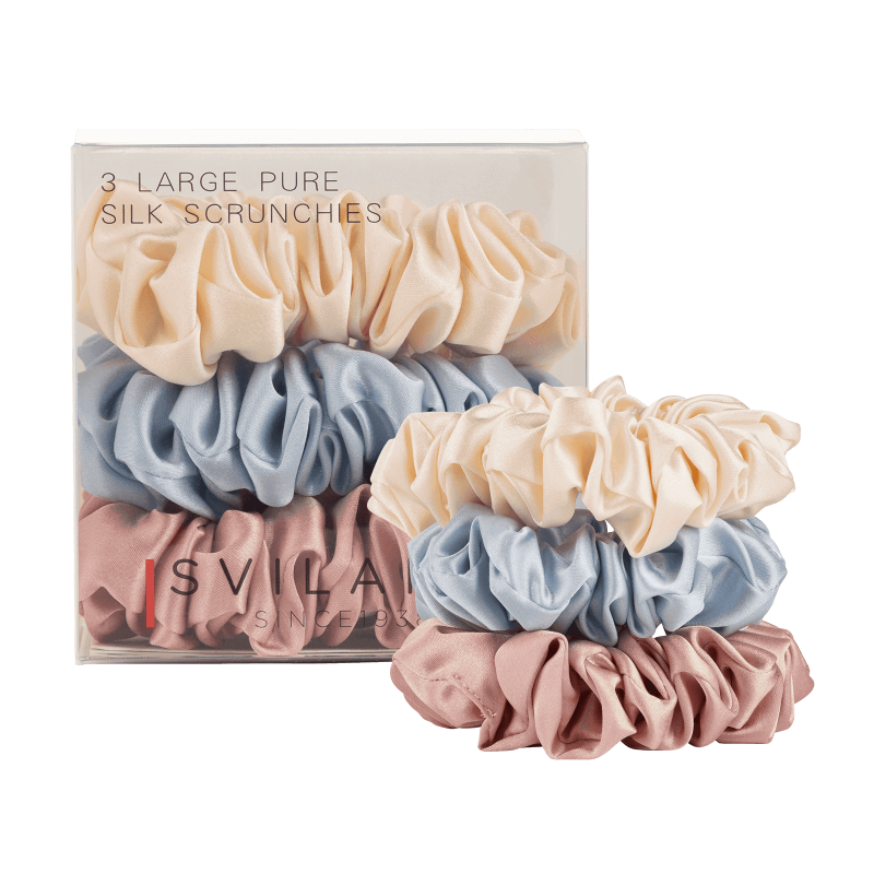 Svilanit set od tri elastične gumice za kosu od vrhunske mulberry svile Pastel