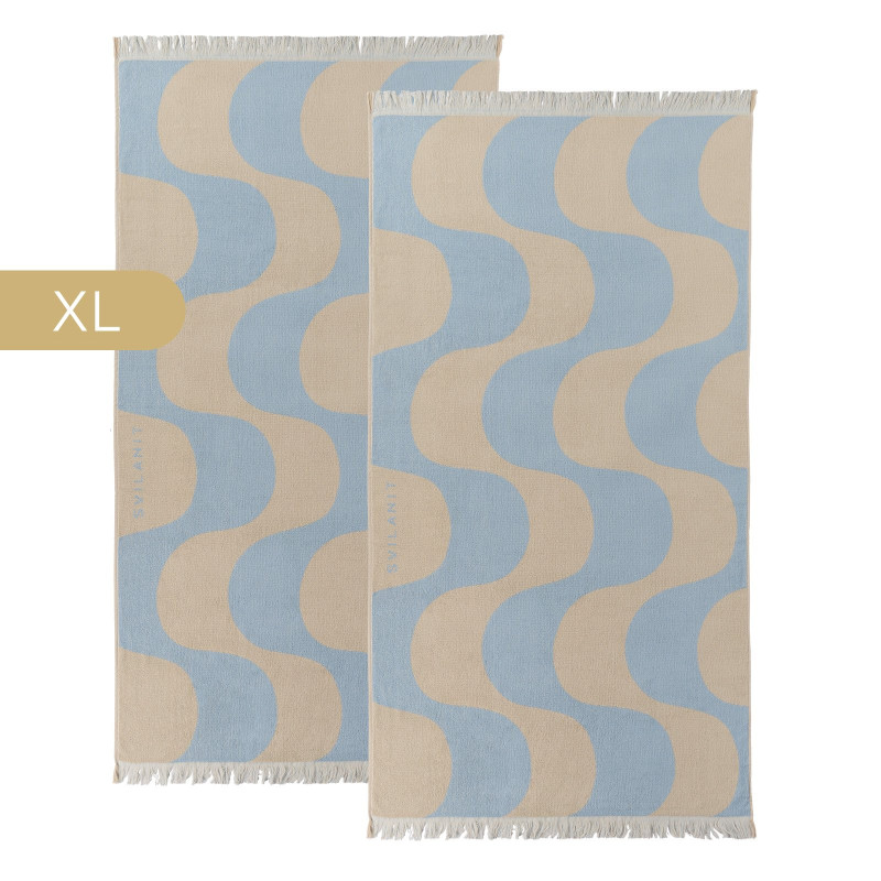 1+1 GRATIS Svilanit premium veliki ručnik za plažu Waves, 100 x 180 cm