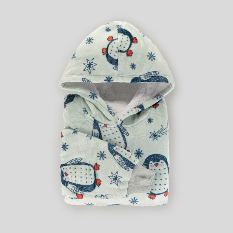 Hoodie deka s rukavima Svilanit Cozy Penguins + POKLON: čarape