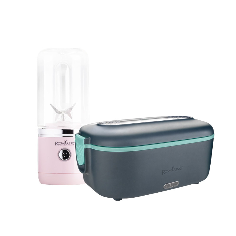 Set grijane posude za obrok Rosmarino i prijenosnog blendera Rosmarino NutriMax 2 GO (ružičasti)