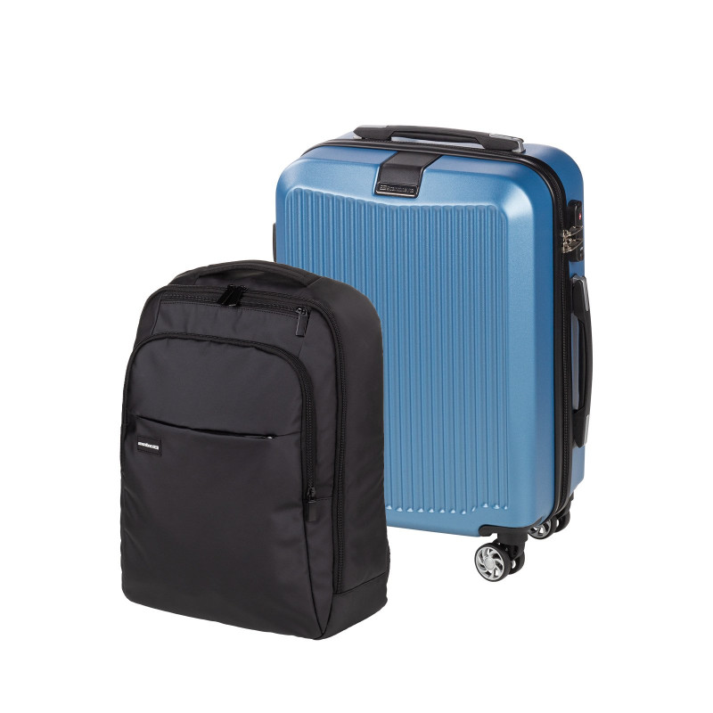 Set kabinskog kovčega Scandinavia Carbon (40 L, plavi) i gradskog ruksaka Scandinavia Around (20 L)