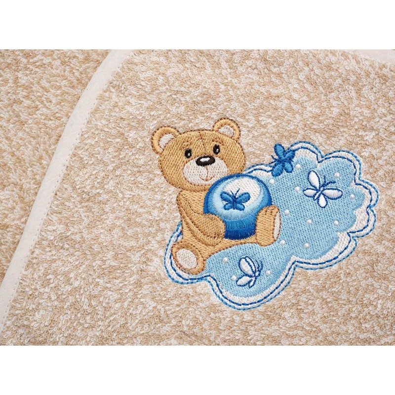 Dječji ručnik s kapuljačom Svilanit Relax - bež, plavi medvjed