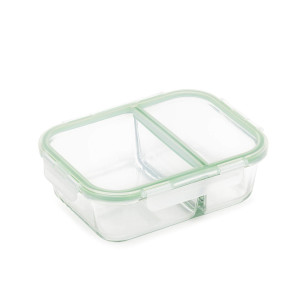 Pravokutna staklena posuda za hranu s odjeljkom i poklopcem Rosmarino Bake&Go - 1300 ml