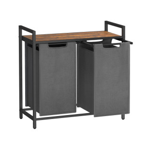 Košara za rublje Songmics Ila Duo – 2 x 46 L, siva