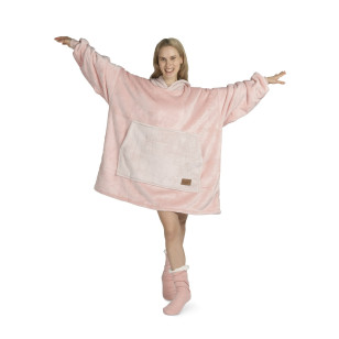 Hoodie deka za odrasle Svilanit Rose Blis + Poklon čarape