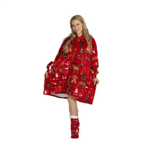 Hoodie deka za odrasle Svilanit Xmass Red + Poklon čarape