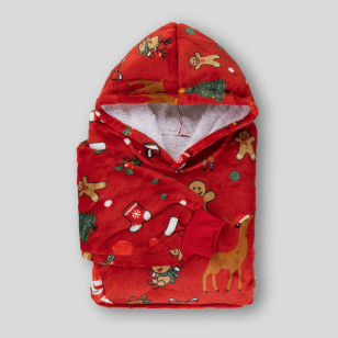 Dječja hoodie deka Svilanit Xmass Red + Poklon čarape