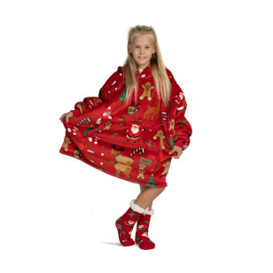 Dječja hoodie deka Svilanit Xmass Red + Poklon čarape