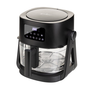 Reverzibilna staklena friteza na vrući zrak 3-u-1 Rosmarino Airfryer Rotate&Grill 360° – 4,5 L + 2,5 L