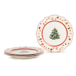 Rosmarino 4-dijelni set božićnih desertnih tanjura od visokokvalitetnog porculana XmasToys, 21 cm