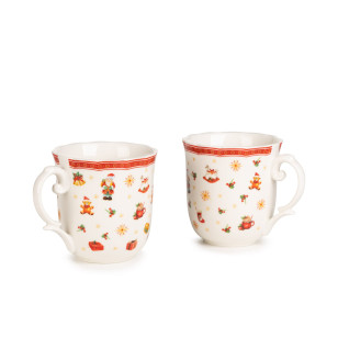 Rosmarino set božićnih šalica od visokokvalitetnog porculana, 2 u 1, 355 ml