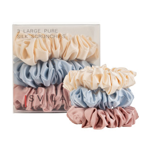 Svilanit set od tri elastične gumice za kosu od vrhunske mulberry svile Pastel