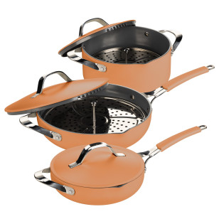 Set posuđa za kuhanje na pari, sotiranje i prženje Rosmarino Chef’s Choice All-in-One – terracotta