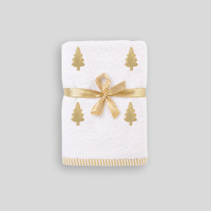 Božićni kupaonski ručnik s vezom Svilanit Gold Christmas Trees – 50 x 100 cm