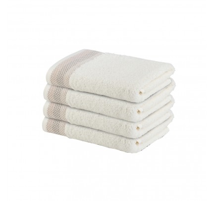 4-dijelni set ručnika Svilanit Glam 50x100 cm - bijeli sa smeđom bordurom