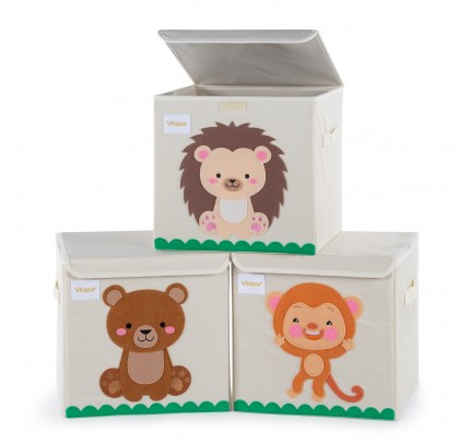 3-dijelni set dječjih kutija za spremanje Vitapur - majmun, jež, medvjedić