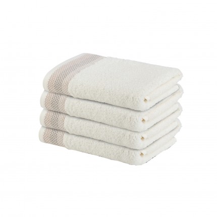 4-dijelni set ručnika Svilanit Glam 50x100 cm - bijeli sa smeđom bordurom