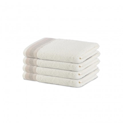4-dijelni set ručnika Svilanit Glam 30x50 cm - bijeli sa smeđom bordurom