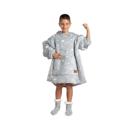Dječji hoodie deka/pokrivač Svilanit, zvjezdice + Poklon čarape