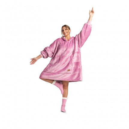 Hoodie deka za odrasle Svilanit, roza + Poklon čarape