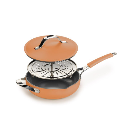 Tava za kuhanje na pari, sotiranje i prženje Rosmarino Chef’s Choice All-in-One, 24 cm – terracotta