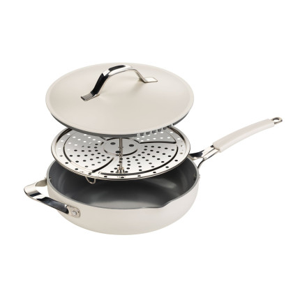 Tava za kuhanje na pari, sotiranje i prženje Rosmarino Chef’s Choice All-in-One, 28 cm – bež