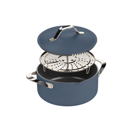 Lonac za kuhanje na pari, pirjanje i prženje Rosmarino Chef's Choice All-in-One, 24 cm – plava