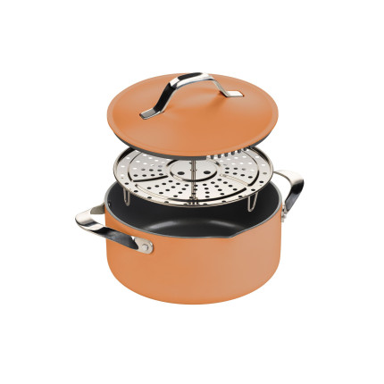Lonac za kuhanje na pari, sotiranje i prženje Rosmarino Chef’s Choice All-in-One, 24 cm – terracotta