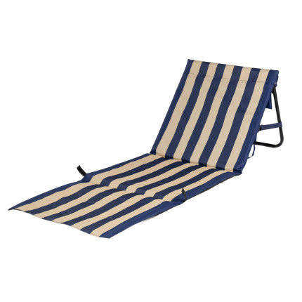 Svilanit prostirka/ležaljka za plažu s naslonom Stripes, plava/bež