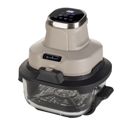 Prijenosna staklena friteza na vrući zrak Rosmarino Airfryer Crispy PRO Series 6-in-1 – 4,5 L + 1,8 L, bež